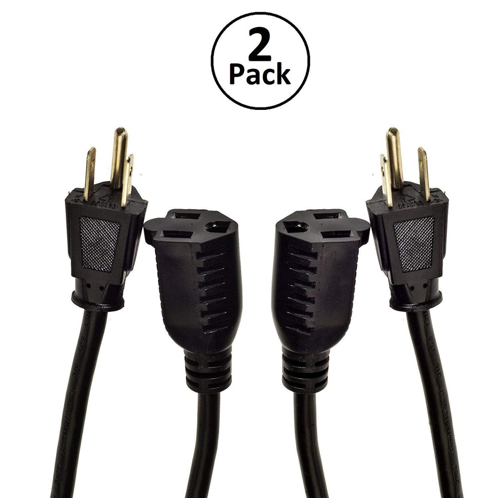 3-Prong Long Extension Cords 2 Pack