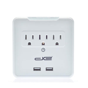 3 AC Outlet Direct Wall Surge Protector with 2 USB Ports