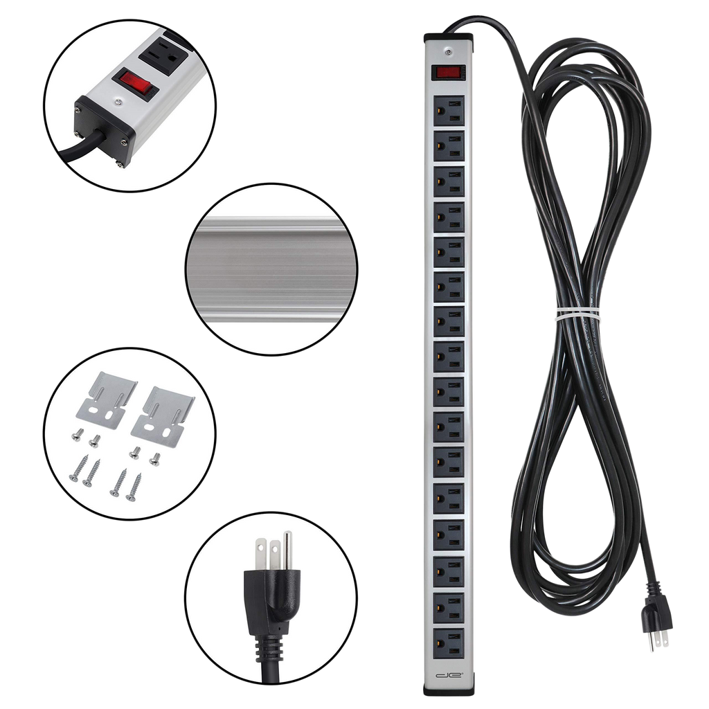 16-Outlet Power Strip with 25 FT Extension Cord