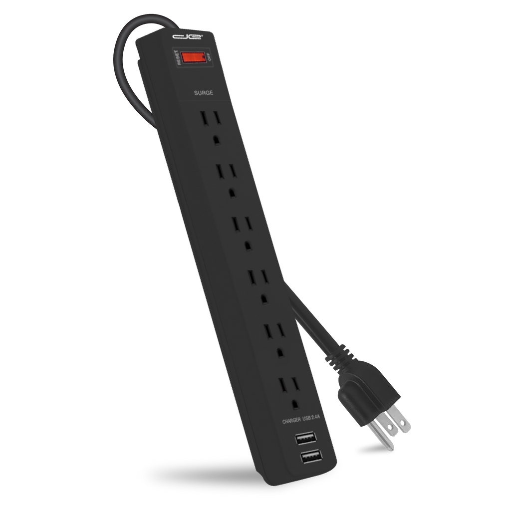 6-Outlet Surge Protector with 2 USB ports (Power Strip)