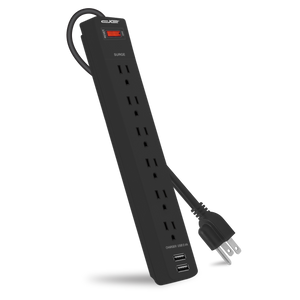 6-Outlet Surge Protector with 2 USB ports (Power Strip)